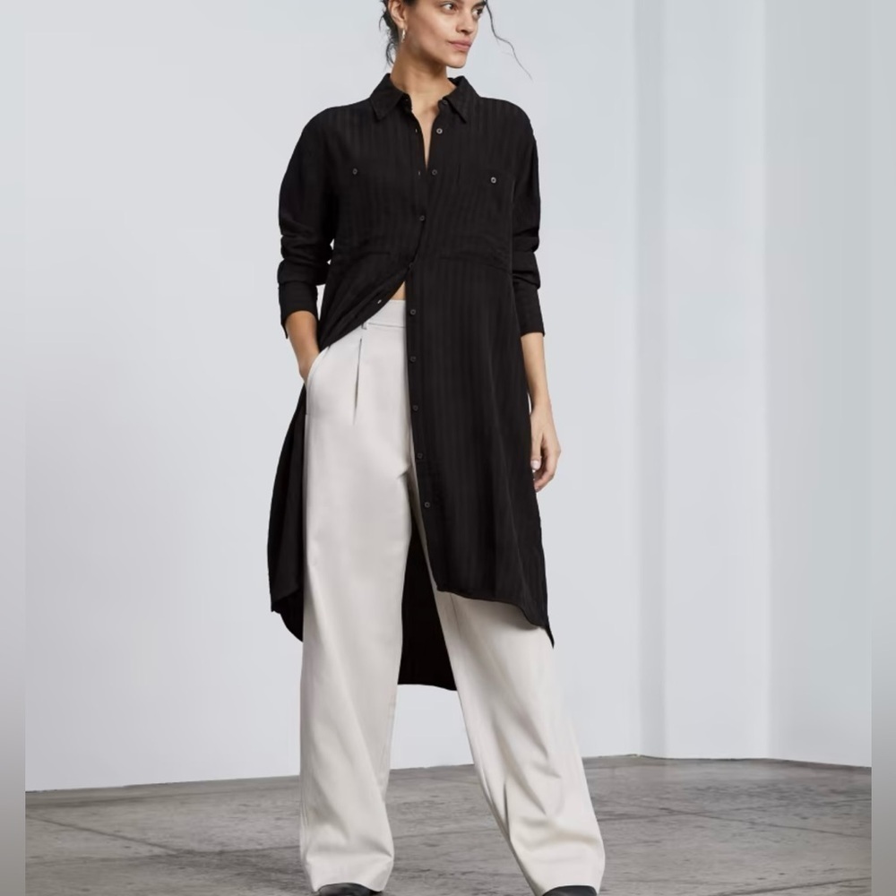 Everlane The City Stripe Draped Shirt Dress
